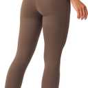 Women's High Waisted Light Compression Workout Full Length Leggings Cross Waist Yoga Pants Athletic Running Pockets (Brown)