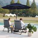JEAREY 9FT 3 Tier Patio Umbrella Outdoor Market Umbrella Table Umbrellas with 8 Ribs 1.5 Pole Push Button Tilt and Crank UV Protection for Garden,Navy