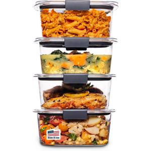 Rubbermaid Brilliance BPA Free Airtight Food Storage Containers with Lids, Set of 4 (4.7 Cup) Ideal for Lunch, Meal Prep, and Leftovers