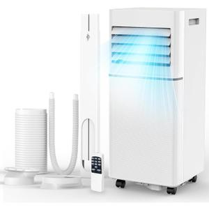 Electactic Portable Air Conditioner 10,000 BTU, 3-in-1 AC Cooler Dehumidifier Fan with LED Display, Remote Control, Quiet, Sleep Mode, 360 Casters, Window Kit for Room Office Apartment Garage