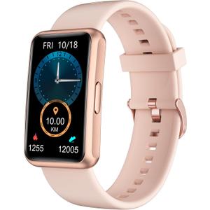 HUAKUA Fitness Tracker No Bluetooth No APP No Phone Needed, Fitness Watch for Men Women Parents IP68 Waterproof with Full Touch Screen Steps Calories Counter Sleep Tracker Alarm Clocks (Pink)