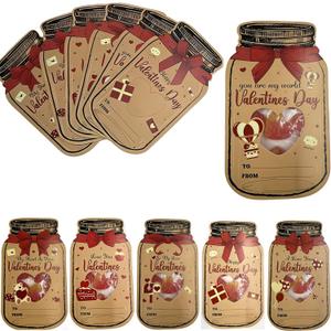 Valentines Day Cards Mason Jar Happy Valentines Cards Gifts for Party Favors (Candy Not Included) 50 Pack