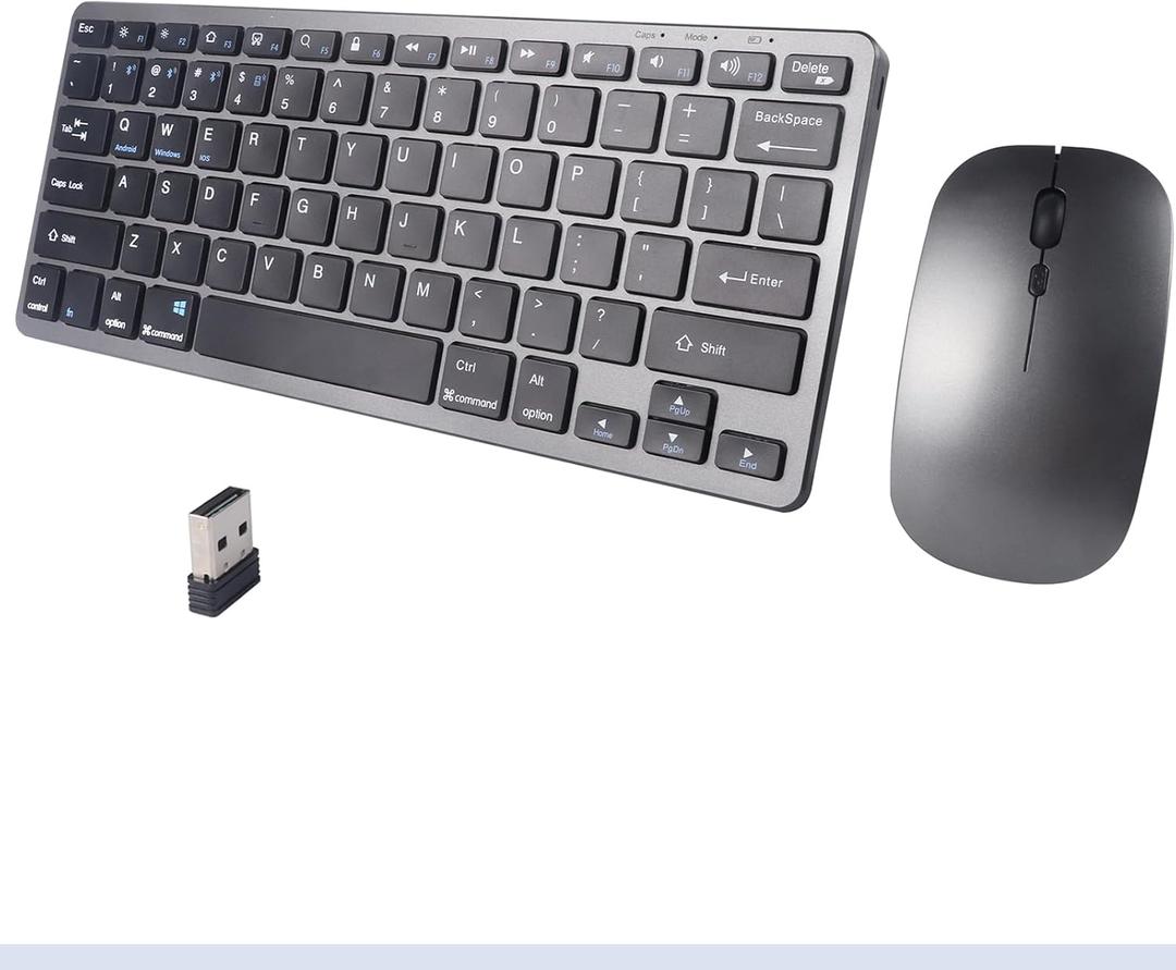 Wireless Bluetooth Keyboard and Mouse Combo  Rechargeable, Quiet Operation, 3-Device Switching  Perfect for Home Office, Gaming, and Travel,Compatible with Windows, Mac, Android(Grey)