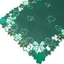Chlophy St Patricks Day Table Runner 72 inch Embroidered Clover Shamrock St Patricks Day Table Runner Green Cutwork St Patricks Table Runner Spring Kitchen Dining Table Decoration