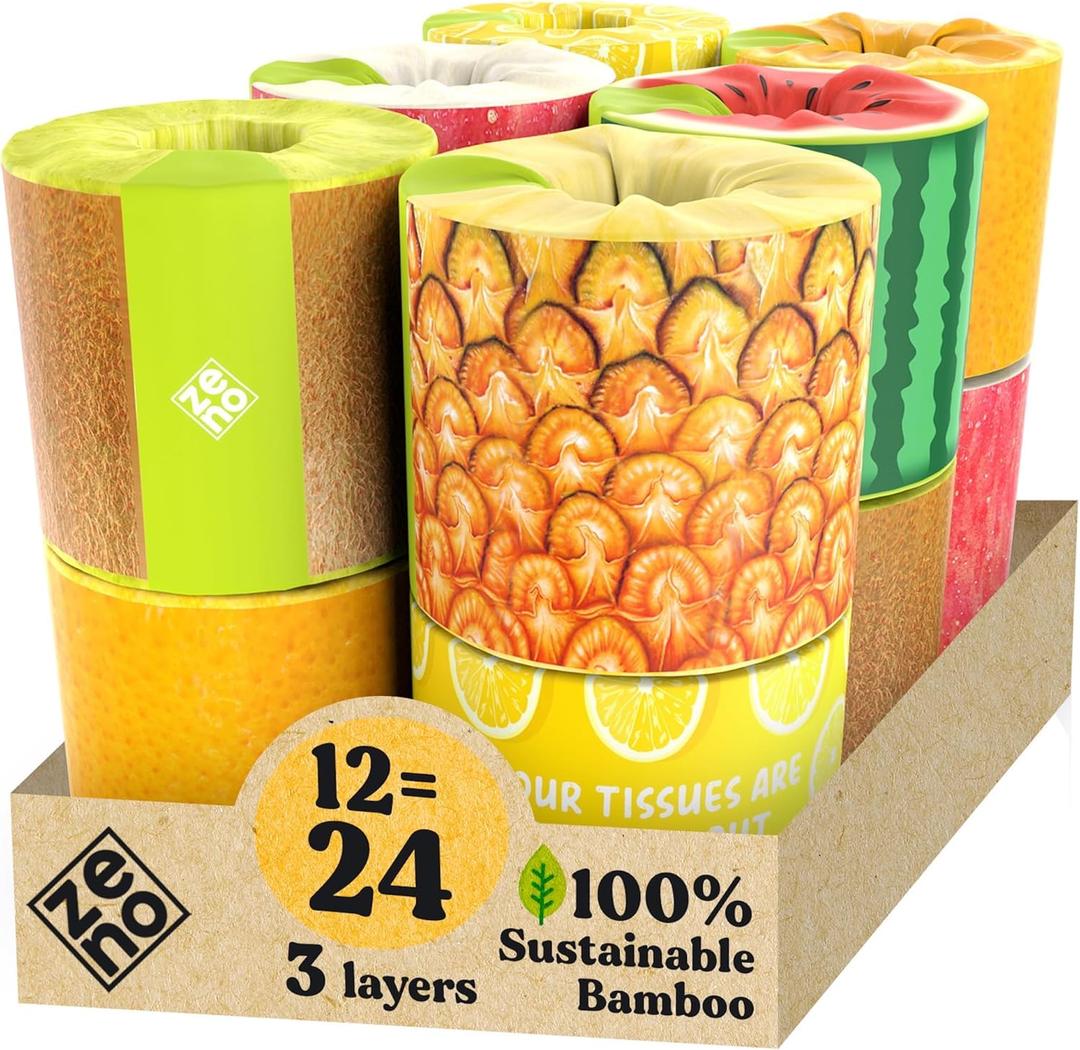 ZENO Organic Bamboo Toilet Paper 3 Ply - Sustainable Toilet Paper - 12 Jumbo Rolls & 350 Sheets Per Roll - Septic Safe - 100% Natural - PFAS & BPA Free - FSC Certified
