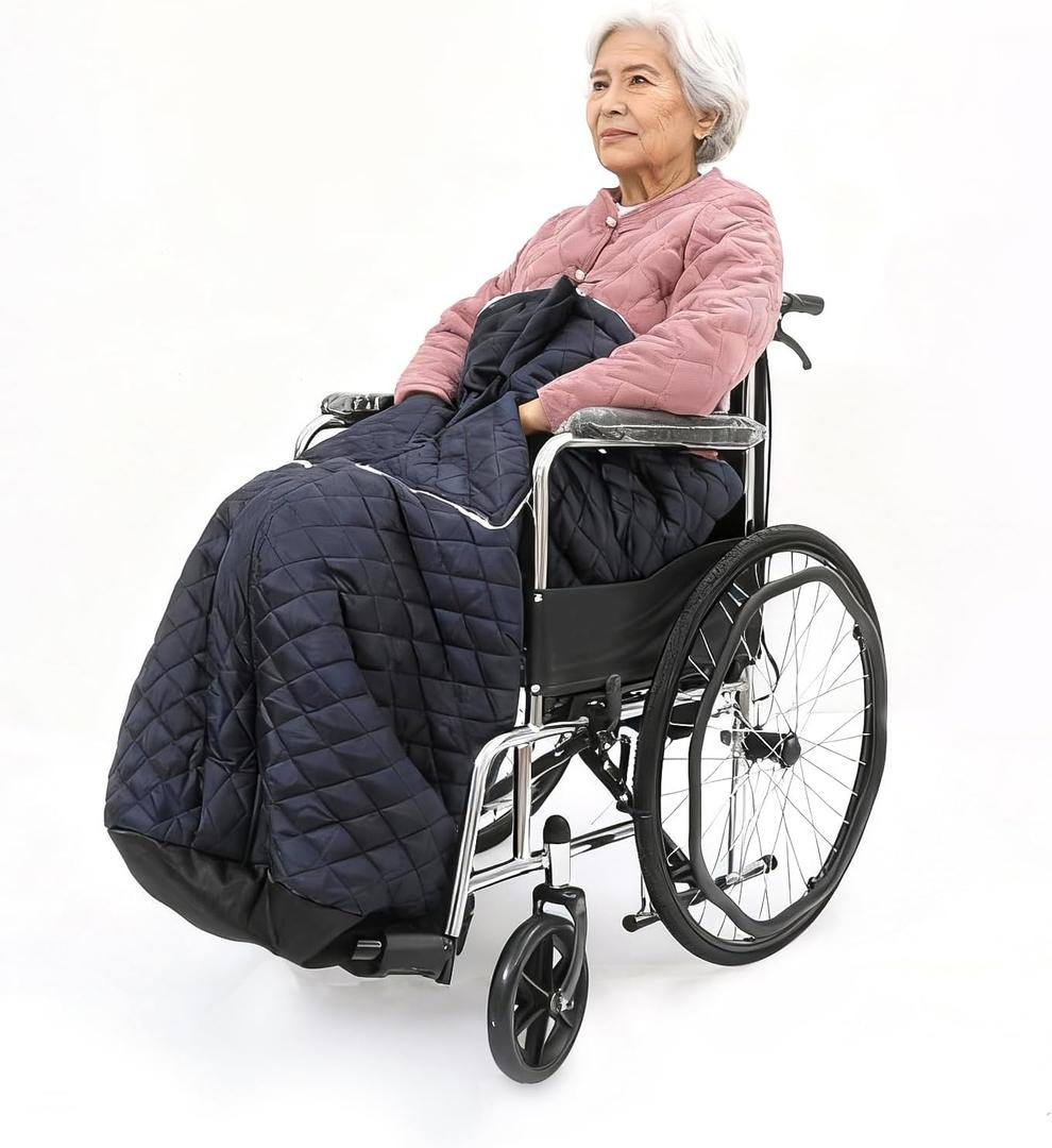Wheelchair Blanket for Adults,Warm Wheelchair Accessories for Winter,Fleece Lap Blankets for Elderly with Zip & Pocket, Blanket with Foot Pocket, Wheelchair Cover,Christmas Women Gifts