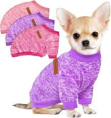 3 Pack Dog Sweaters for Small Dogs Girl Boy Winter Fleece Clothes Warm Soft Dog Sweatshirt Outfit for Dogs Cats Pet Apparel (Pink+Rose+Purple, L)