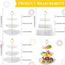 Sawysine 6 Pack 3 Tiered Serving Tray, Serving Tower 3 Tier Cupcake Stand Dessert Stand Bulk, White Thick Plastic Cupcake Tray Cookie Display for Tea Party Baby Shower Wedding Birthday Home(Gold)