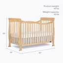 Dream On Me Violet 7-in-1 Convertible Full-Size Baby Crib with Toddler, Day & Full Bed Conversion in Natural, GreenGuard Gold & BSA, 4 Mattress Heights, Sustainable Pinewood