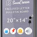 SWANCROWN 20x14 in Enclosed Bulletin Board, Lockable Felt Letter Board Sign