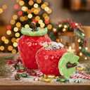 LemonRoad 2 Pack Ceramic Christmas Strawberry Jars with Sealed Lids, Large Candy Cookie Containers, Flower Vases for Thanksgiving, Christmas Party Decoration & Gifts, Cute Kitchen Decoration for Home