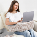 DONAMA Reading Pillow for Gaming, Lap Desk Pillow for Laptop, Arm Rest Pillow with Side Pockets, Memory Foam Bed Rest Pillow for Reading, Working, Gaming, Writing in Bed Couch Floor 