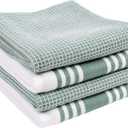 KAF Home Kitchen Towels, Set of 4 Absorbent, Durable and Soft Towels | Perfect for Kitchen Messes and Drying Dishes, 18 x 28  Inches, Sage