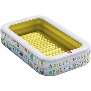 QPAU Kiddie Pool 65" x 39" Inflatable Pool for Kids & Toddlers, Ball Pit & Baby Pool with Soft Floor, Educational Alphabet & Number, Durable Outdoor Play Toys for Backyard & Indoor Fun (Yellow)
