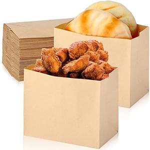 200 Count Brown Kraft Paper Snacks Bags Disposable Greaseproof Brown Sandwich Lunch Bag for Popcorn Cookies Fries Food and Bread, 4.75 x 2.5 x 3.75 Inch