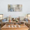 yearainn Large Abstract Canvas Wall Art for Living Room Wall Decor Brown Abstract Canvas Prints Artwork Blue Abstract Canvas Pictures for Bedroom Home Office Wall Decorations Ready to Hang 24" X 48"