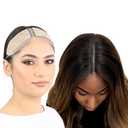 MILANO COLLECTION Lace Top Grip Comfort Band for Toppers Hair & Wiglets, Non-Slip & Glueless Velvet Wig Band for Large Base Hairpieces, Adjustable Top Grip for Hair Topper & Wigs, Beige, Large