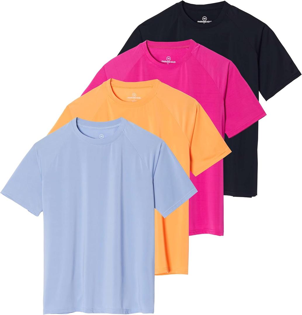 Real Essentials 4 Pack Womens Short Sleeve Rash Guard – UPF 50+ Sun Shirt UV Protection Quick Dry Swim Top, Set 6, 1X