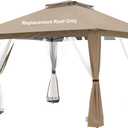 Khaki Gazebo Cover Compatible with Crown ASIN: B09KLV8VXW, B0BKP85H6L, B0BKV6BGV2, B0BKP84WCB, B09KLVPSQF, B0BKPVRS53 Gazebo Frame.(Replacement Roof Only,Frame and Netting NOT Included)