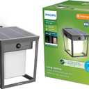 Philips Solar LED 1-Pack Ultra-Efficient Wall Lantern - Blaise, Dusk to Dawn, Automatically Linkable, Daylight and Motion Sensor, 3000K Bright White Light, IP44, Anthracite