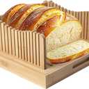 Foldable Bamboo Bread Slicer Tray with Crumb Collector & Adjustable Guide - for Perfectly Even Slices of Homemade, Sourdough & Sandwich Bread (Knife Not Included)