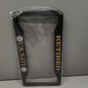 2 Pcs License Plate Frame for Retired US Navy Black Matte Aluminum USN Car Plate Cover Holders with Screw Caps