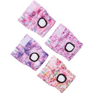 CuteBone Washable Female Dog Diapers 4 Pack Reusable Doggie Heat Diapers for Period FMG04S