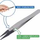 Anti Static Plastic Tweezers Pointed Tip High Hardness Carbon Fiber Stainless Steel Tweezers for Semiconductor Microelectronics Electronics Repair