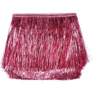 YYCRAFT 6" Wide Fringe Trim Garland Dance Costume Fringe Trimming Shiny Foil Effect Party Decor (10 Yards, Dark Pink)