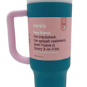 Owala Stainless Steel Triple Layer Insulated Travel Tumbler with Spill Resistant Lid, Straw, and Carry Handle, BPA Free, 40 oz, Dusty Pink