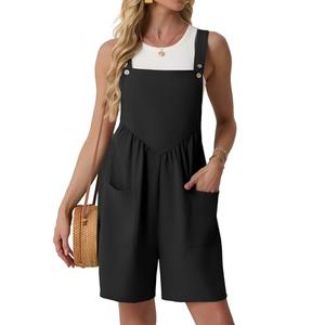 Lepunuo Women's Summer Casual Rompers Seniors Bib Short Overalls Loose Jumpsuit Beach Outfits size large