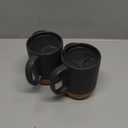 DOWAN Coffee Mugs, 15 oz Mug Set of 2, Large Ceramic Coffee Mug with Cork Bottom and Spill Proof Lid for Mom Dad, Big Mug for Latte Tea, Matte Grey