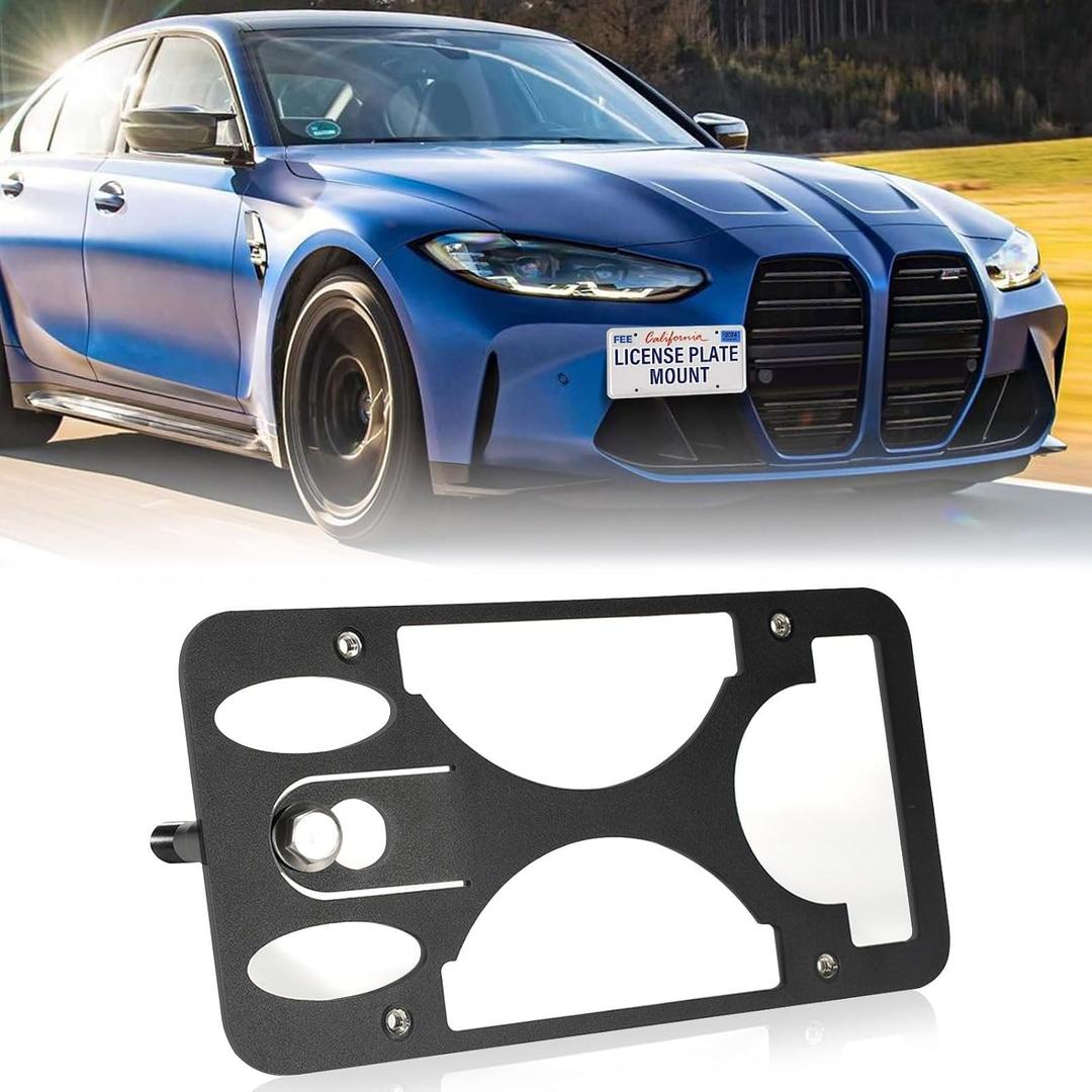 Front Bumper License Plate Mount Compatible with BMW M3 [G20] 2019-2025, No Drill Front License Plate Frames Tow Hook License Plate Bracket Holder Mounting Kit Car Accessories Car Tag Frame
