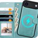 OCASE for iPhone Air Detachable Wallet Case with Card Holder, 2 in 1 PU Leather Flip Folio with RFID Blocking Stand Wrist Strap Shockproof Phone Cover 6.5 Inch 2025, Ice Blue