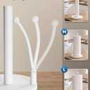 SMARTAKE Paper Towel Holder, Paper Towel Dispenser Standing Weighted Base Non Slip, Spring Arm for Easy Tear, Stainless Steel Paper Towel Holder for Home Kitchen Countertop Tabletop, White