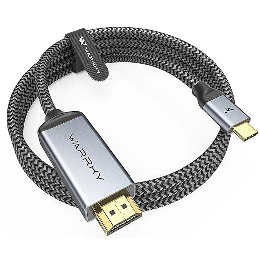 Warrky USB C to HDMI Cable 4K, [10FT / 3M, Braided, High Speed] Thunderbolt 3 to HDMI Adapter Compatible for New iPad, MacBook Pro/Air, iMac, Galaxy S20 S10 S9 S8, Surface, Dell, HP