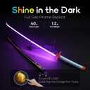RENGENG Light Up Sword, 40 Inches Rechargeable Plastic Replica with Belt & Stand, Sword with Original Texture
