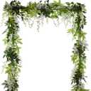 DearHouse 4Pcs 6.6Ft/Piece Artificial Flowers Silk Wisteria Garland Artificial Wisteria Vine Rattan Silk Hanging Flower for Home Garden Outdoor Ceremony Wedding Arch Floral Decor (White)