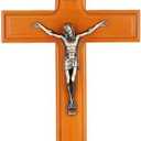 Pietism Crucifix Wall Cross, 12 Inch Handmade Wooden Jesus Christ Wall Crucifix with Stand for Christmas Gifts and Home Decor