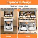 1 Pack Pull out Cabinet Organizer Expandable Width(12"-20") and 21"Depth, No Drill Adjustable Slide Out Drawers for Kitchen, Cabinets With 3 Slide Rails,Magnetic Panel, Adhesive Roll out Shelves