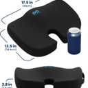 Everlasting Comfort Doctor Recommended Memory Foam Seat Cushion for Office Chairs & Car - Ergonomic Office Desk Accessories - Cushions for Tailbone Pain Relief, Sciatica (Black Cool, Large)