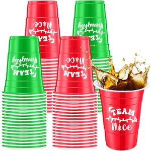 Jingmore 60 Pieces Snowflakes Frozen Plastic Cups 16oz Disposable Winter Snowflake Beverage Drinking Cups for Birthday Baby Shower Holiday Coffee Beer Party Favors(Christmas,Red, Green)