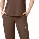 Scrubs Set for Women Medical Uniform Nurse Suit, Anti-Wrinkle Scrub Top Jogger Pant&11 Pockets,4 Way Stretch Workwear, XS