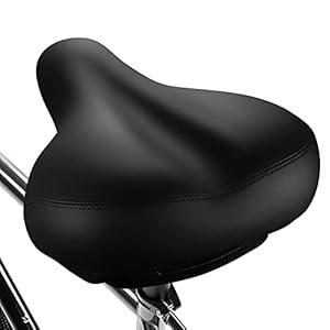 Xmifer Oversized Bike Seat, Comfortable Bike Seat - Universal Replacement Bicycle Saddle - Waterproof Leather Bicycle Seat with Extra Padded Memory Foam - Bicycle Seat for Men/ Women (Black)