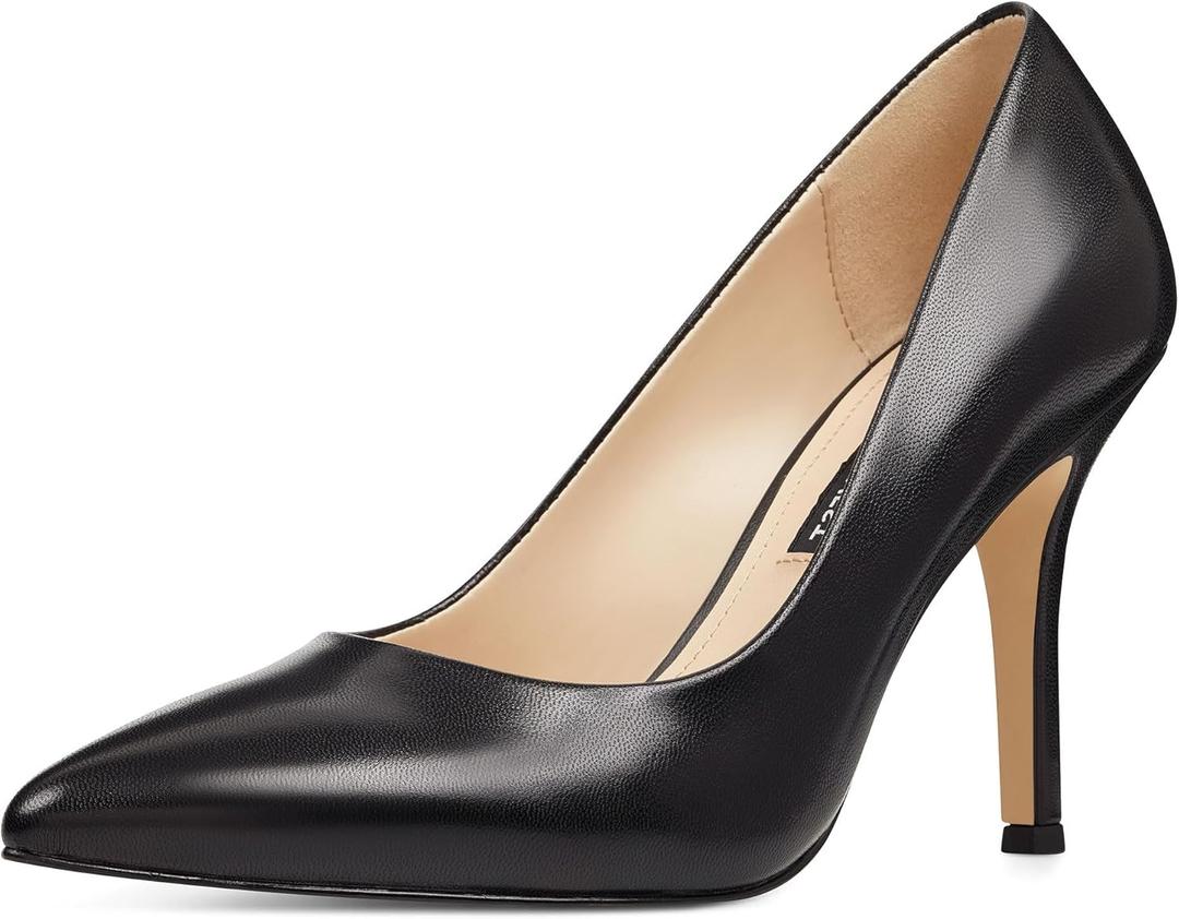 Nine WEST Womens Wnflax (6 Wide, Black Leather)