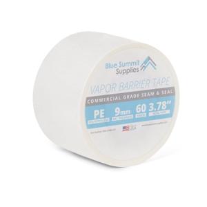 Blue Summit Supplies Vapor Barrier Tape, 3.78" Wide x 180' Long Roll, Made in USA, PE 9mm Polyethylene Tape, Moisture Barrier Seam for Crawl Space or Marine Use, Waterproof White