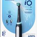 Oral-B Rechargeable Electric Toothbrush, iO3 Limited Deep Clean, 3 Cleaning Modes, Visual Pressure Sensor to Protect Gums, 2 Brush Heads, Travel Case, Black