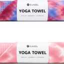 Eunzel 2 Pack Yoga Towel,Hot Yoga Mat Towel with Grip Dots Sweat Absorbent Non-Slip for Hot Yoga, Pilates and Workout 24" x72, Coral Sunrise & Azure Twilight