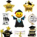 Large Congrats Grad Foil Balloons for 2025 Graduation Party Decorations, 8Pcs Mylar Balloons