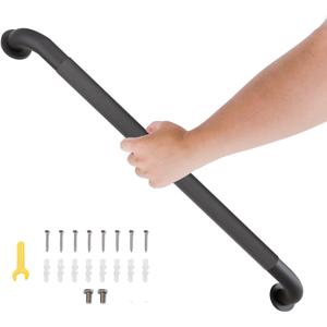 32 Inch Shower Grab Bar, Matte Black Bathroom Grab Bar Handle with Anti-Slip Knurled Grip, Stainless Steel Bath Balance Bar, 1.25" Diameter Bath Safety Bar Support for Seniors Elderly Pregnant